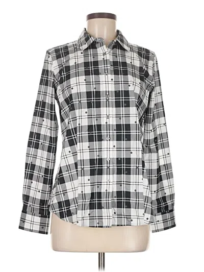Pre-owned Talbots Long Sleeve Button Down Shirt In Silver