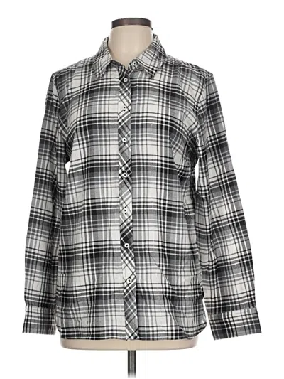 Pre-owned Talbots Long Sleeve Button Down Shirt In Silver