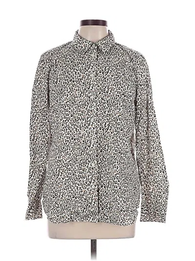 Pre-owned Talbots Long Sleeve Button Down Shirt In Silver
