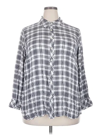 Pre-owned Talbots Long Sleeve Button Down Shirt In Silver