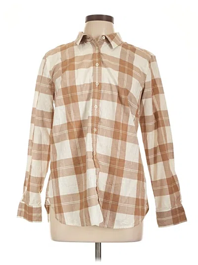 Pre-owned Talbots Long Sleeve Button Down Shirt In Tan