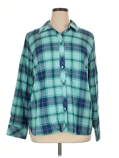 Pre-owned Talbots Long Sleeve Button Down Shirt In Teal