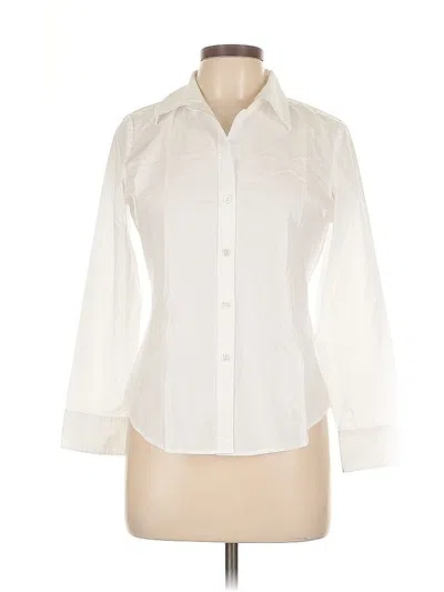 Pre-owned Talbots Long Sleeve Button Down Shirt In White