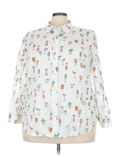 Pre-owned Talbots Long Sleeve Button Down Shirt In White