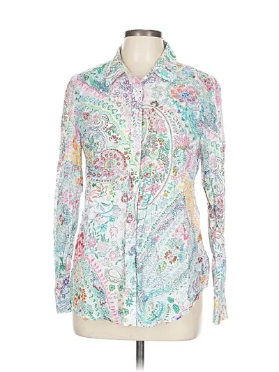 Pre-owned Talbots Long Sleeve Button Down Shirt In White