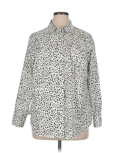 Pre-owned Talbots Long Sleeve Button Down Shirt In White