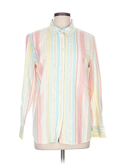 Pre-owned Talbots Long Sleeve Button Down Shirt In White