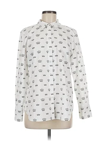 Pre-owned Talbots Long Sleeve Button Down Shirt In White