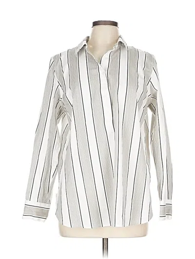 Pre-owned Talbots Long Sleeve Button Down Shirt In White