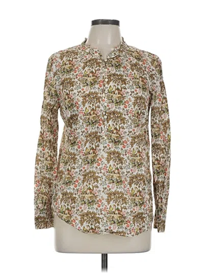 Pre-owned Talbots Long Sleeve Button Down Shirt In White