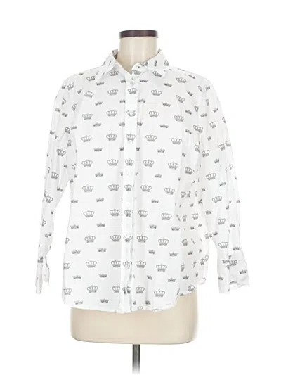 Pre-owned Talbots Long Sleeve Button Down Shirt In White