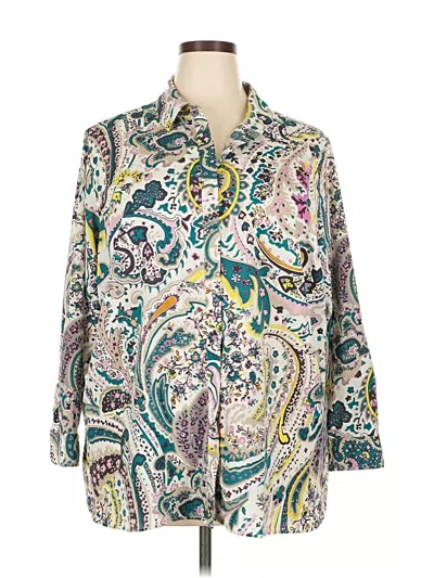 Pre-owned Talbots Long Sleeve Button Down Shirt In White