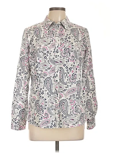 Pre-owned Talbots Long Sleeve Button Down Shirt In White