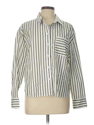 Pre-owned Talbots Long Sleeve Button Down Shirt In White