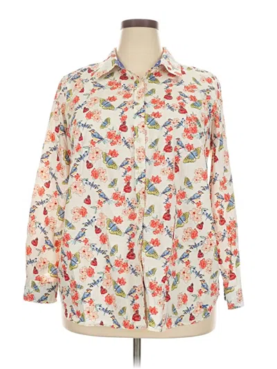 Pre-owned Talbots Long Sleeve Button Down Shirt In White