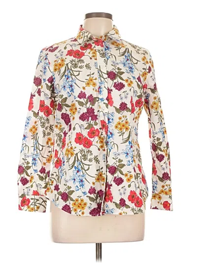 Pre-owned Talbots Long Sleeve Button Down Shirt In White