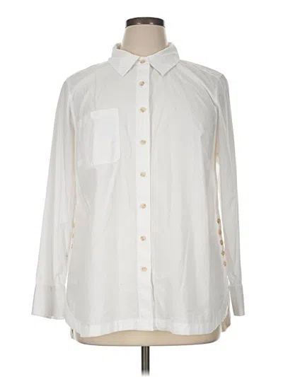 Pre-owned Talbots Long Sleeve Button Down Shirt In White