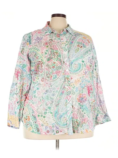 Pre-owned Talbots Long Sleeve Button Down Shirt In White