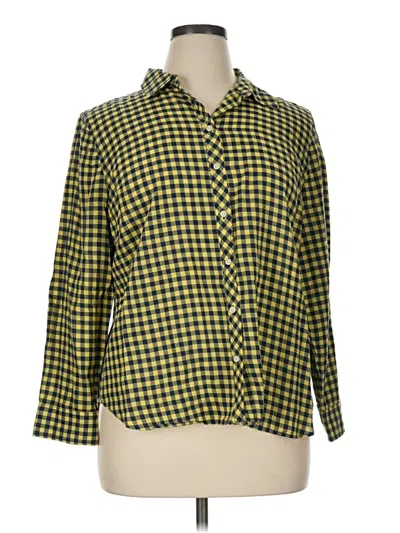 Pre-owned Talbots Long Sleeve Button Down Shirt In Yellow