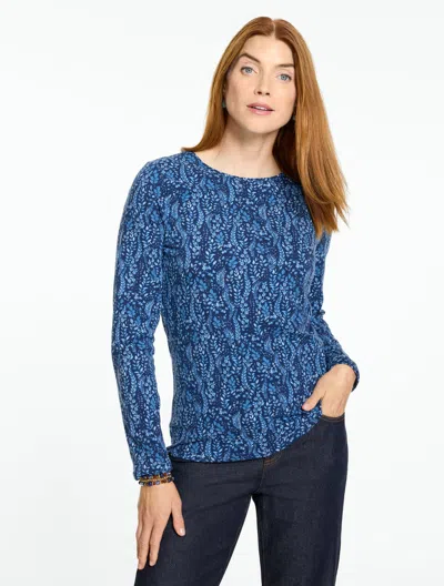 Talbots Long Sleeve Crewneck T-shirt - Foliage Fresco - Ink - Xs