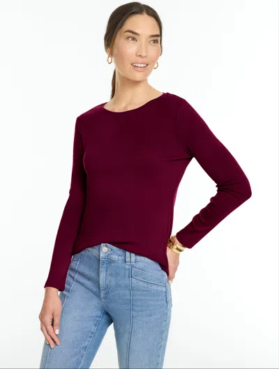 Talbots Long Sleeve Crewneck T-shirt - Rich Burgundy - Xs