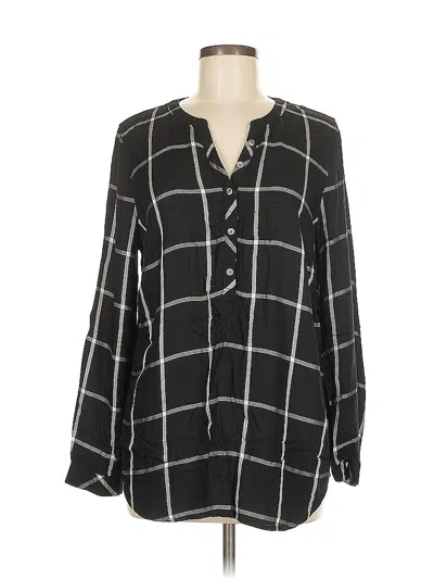 Pre-owned Talbots Long Sleeve Henley Shirt In Black