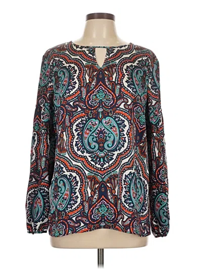 Pre-owned Talbots Long Sleeve Henley Shirt In Blue