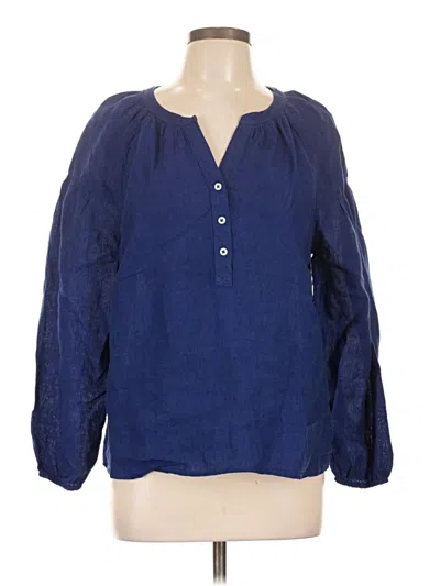 Pre-owned Talbots Long Sleeve Henley Shirt In Blue