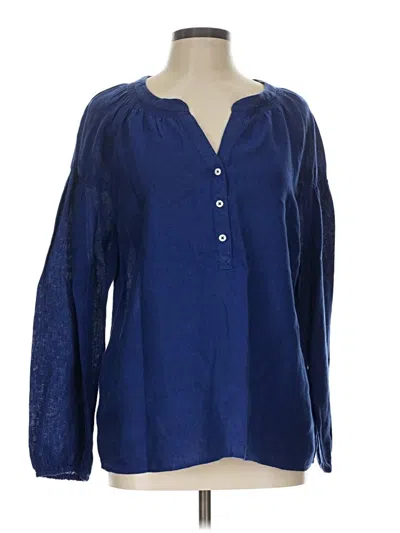 Pre-owned Talbots Long Sleeve Henley Shirt In Blue