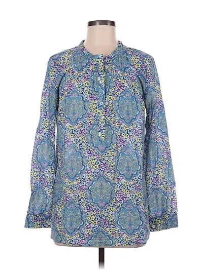 Pre-owned Talbots Long Sleeve Henley Shirt In Blue