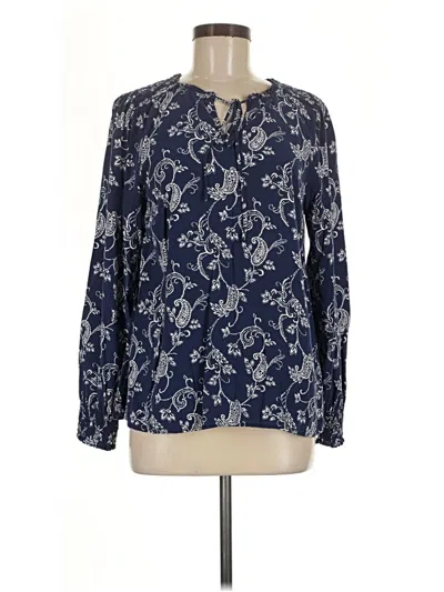 Pre-owned Talbots Long Sleeve Henley Shirt In Blue