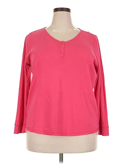 Pre-owned Talbots Long Sleeve Henley Shirt In Pink