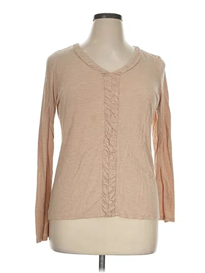Pre-owned Talbots Long Sleeve Henley Shirt In Tan