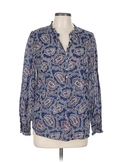 Pre-owned Talbots Long Sleeve Polo Shirt In Blue