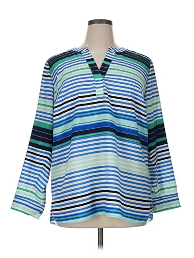 Pre-owned Talbots Long Sleeve Polo Shirt In Blue