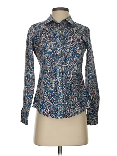 Pre-owned Talbots Long Sleeve Polo Shirt In Blue