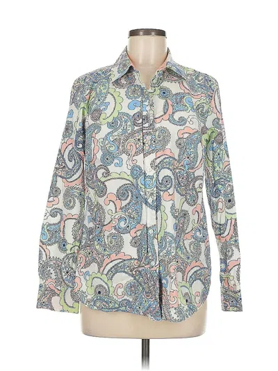 Pre-owned Talbots Long Sleeve Polo Shirt In Silver