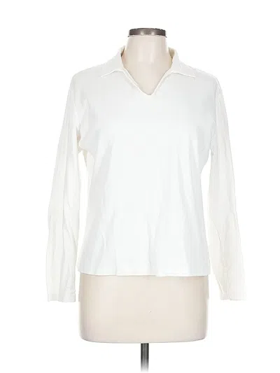 Pre-owned Talbots Long Sleeve Polo Shirt In White