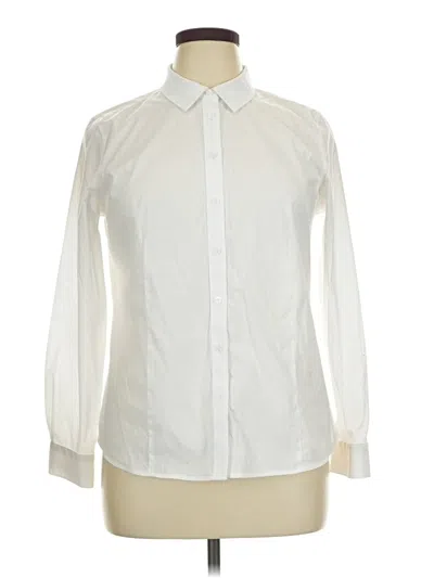 Pre-owned Talbots Long Sleeve Polo Shirt In White