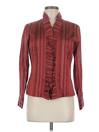 Pre-owned Talbots Long Sleeve Silk Top Red Ruffles Neckline Tops