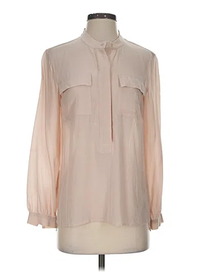 Pre-owned Talbots Long Sleeve Silk Top Tan Tie Neck Tops