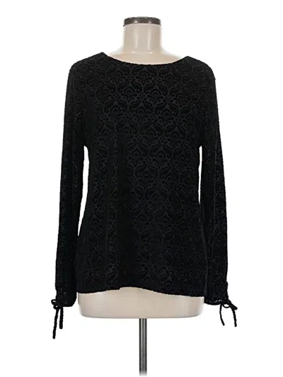 Pre-owned Talbots Long Sleeve Top Black Boatneck Tops