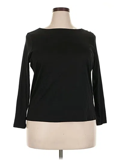 Pre-owned Talbots Long Sleeve Top Black Boatneck Tops