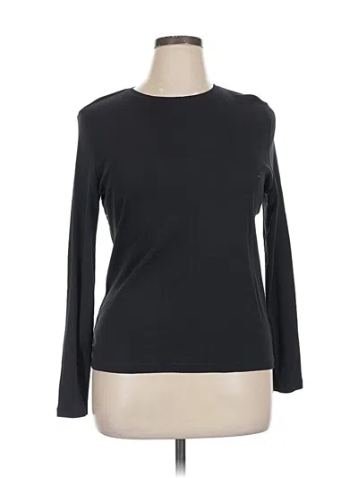 Pre-owned Talbots Long Sleeve Top Black Crew Neck Tops