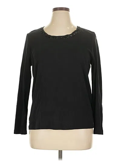 Pre-owned Talbots Long Sleeve Top Black Crew Neck Tops