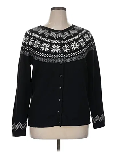 Pre-owned Talbots Long Sleeve Top Black Crew Neck Tops
