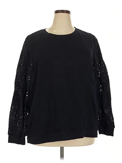 Pre-owned Talbots Long Sleeve Top Black Crew Neck Tops