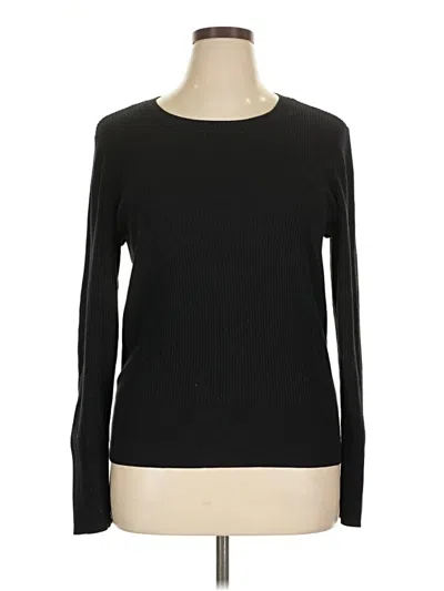Pre-owned Talbots Long Sleeve Top Black Crew Neck Tops