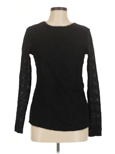 Pre-owned Talbots Long Sleeve Top Black Crew Neck Tops