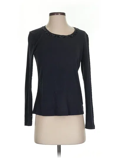 Pre-owned Talbots Long Sleeve Top Black Keyhole Neckline Tops